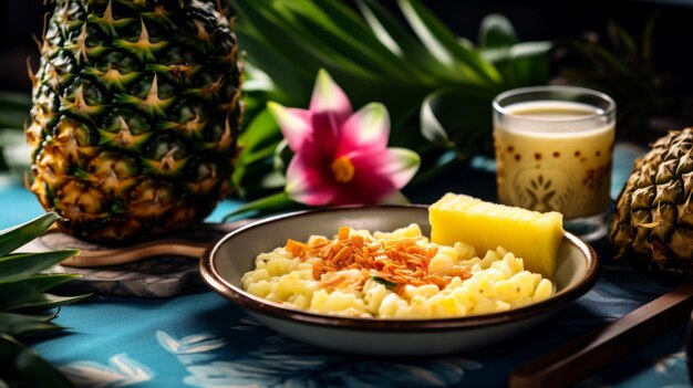 Foto poi y piña en un delicioso desayuno hawaiano