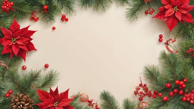 Foto poinsettia de natal bagas vermelhas em fundo branco