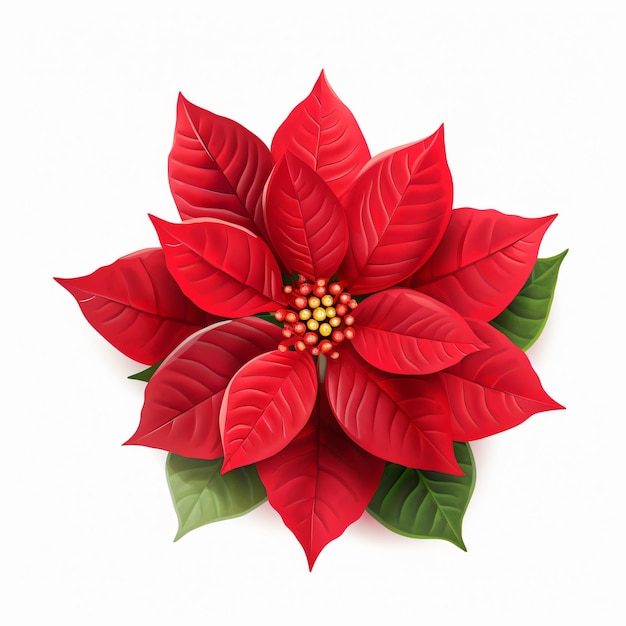 Poinsettia Flower Clipart aislado sobre un fondo blanco