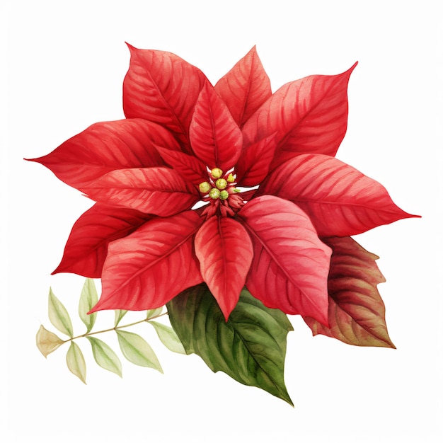 Poinsettia Flower Clipart isolado em fundo branco