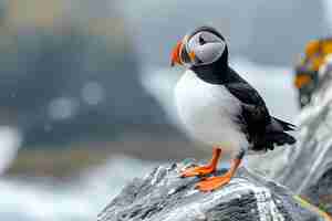 Foto poised puffin grace of the atlantic concept wildlife photography birdwatching conservação da natureza