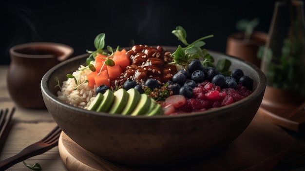 Poke Bowl Essen Hintergrund Illustration AI Generative