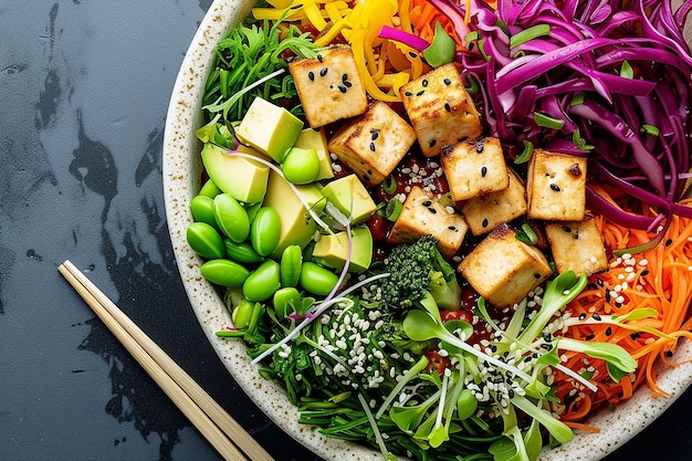 Poke-Schüssel mit marinierter Tofu-Fotografie