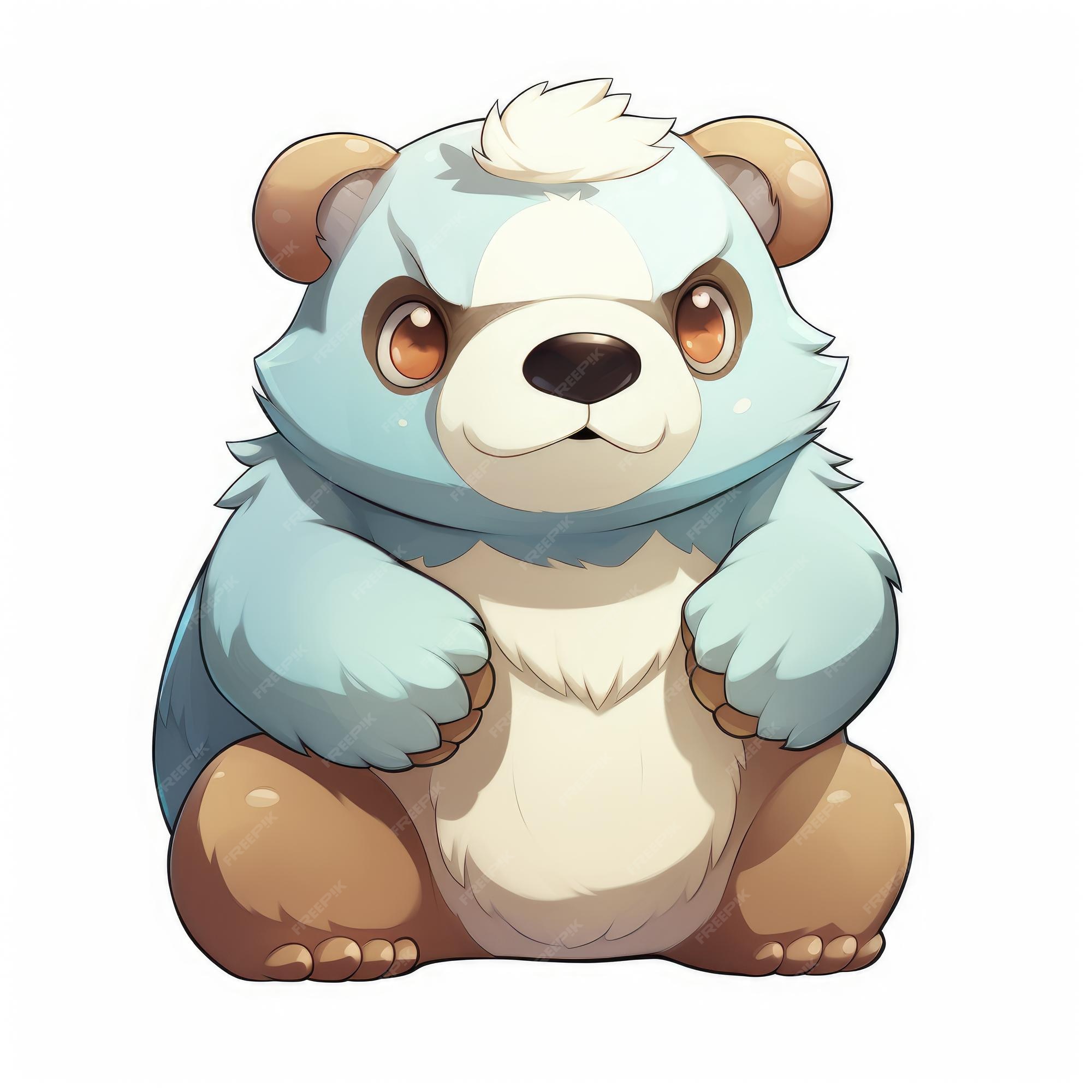 Pokémon bear, uma aventura colorida de desenho animado em um fundo branco