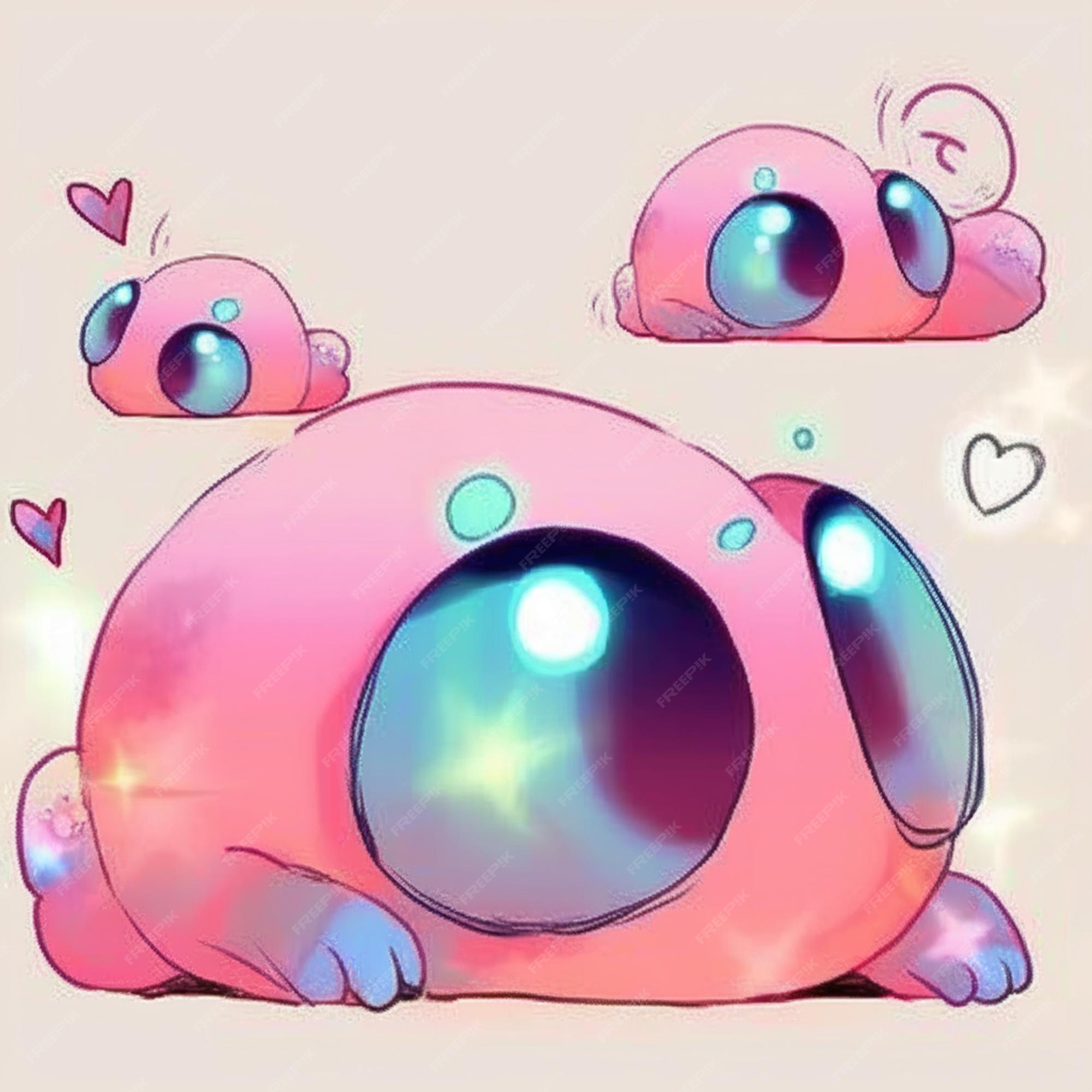 Pokémon rosa dos desenhos animados com olhos azuis e um nariz rosa  generativo ai