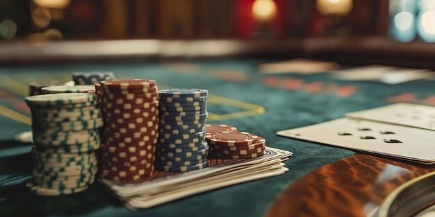 Pokerchips auf dem Tisch im Casino