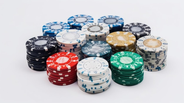 Pokerchips auf weißem Hintergrund