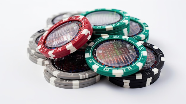 Pokerchips auf weißem Hintergrund