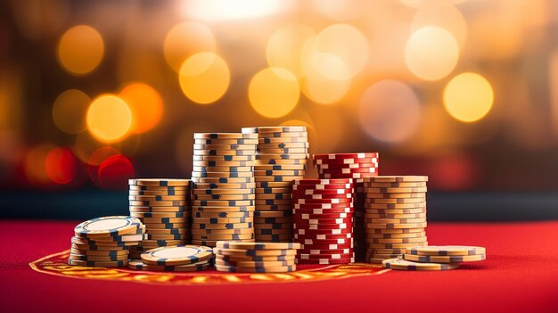 Pokerchips und Münzen im Casino