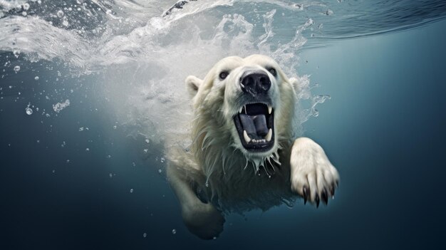 Polarbär springt ins Wasser Unterwasserfotografie Tier taucht in die Tiefe Wilde Natur