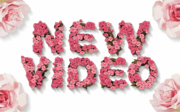 Polegar com texto Novo vídeo com flores cor-de-rosa