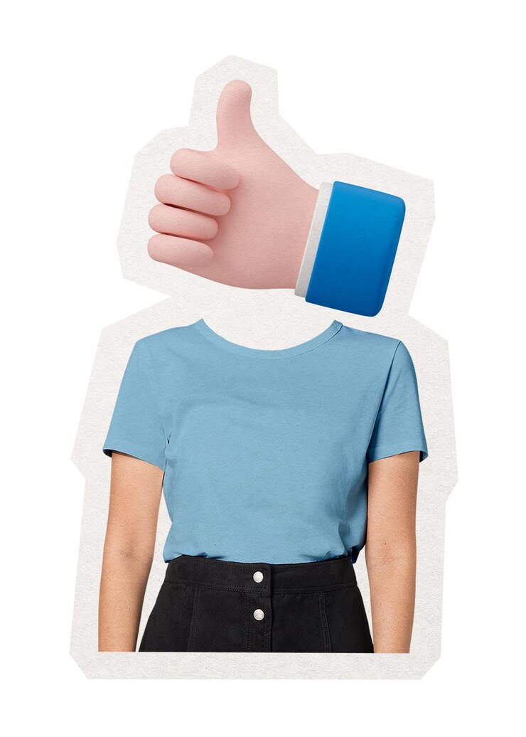 Foto polegar para cima cabeça png mulher marketing remixado mídia fundo transparente