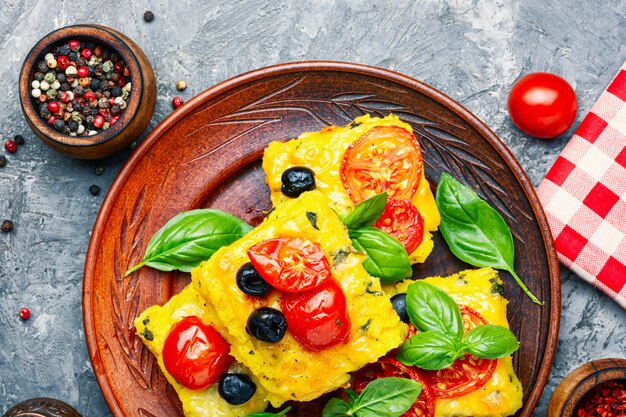 Polenta plato de harina de maíz italiano