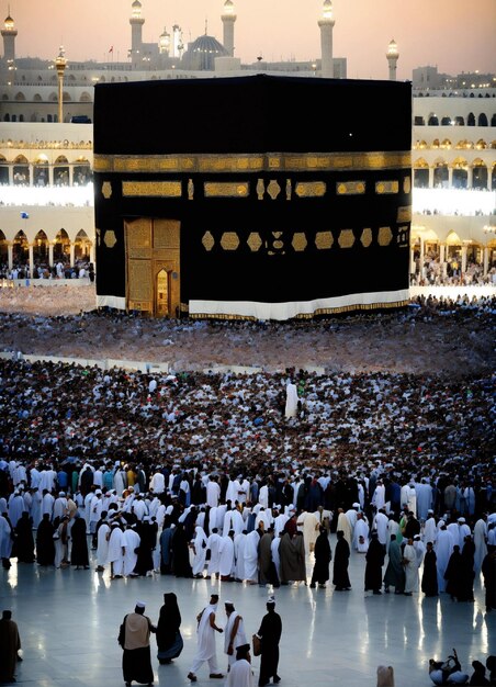 policía deteniendo a la gente de entrar en la Kaaba en La Meca