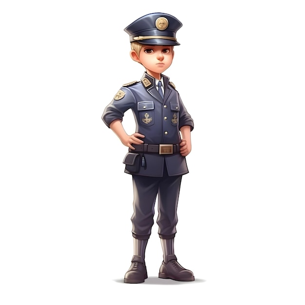 Policial em fundo branco Renderização 3D isolada