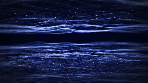 Polígono concepto de fondo abstracto de puntos y líneas conectadas con un fondo oscuro