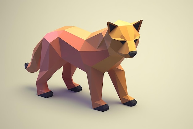 Un polígono lowpoly de un lobo marrón.