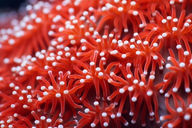 Pólipos macro de IA generativos de Red Chili Coral Alcyonium palmatus