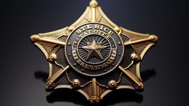 Polizei-Metallabzeichen, isoliert auf weiss Zeichen und Symbol der Polizei