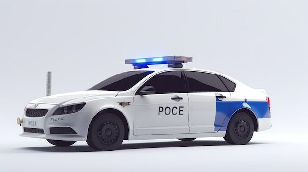 Polizeiauto isoliert auf weißem Hintergrund Generative KI