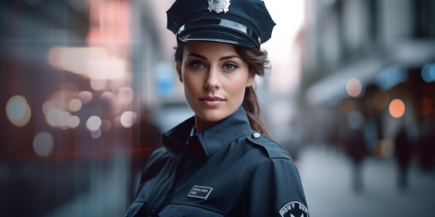 Polizist auf einer Stadtstraße Porträt Generative KI
