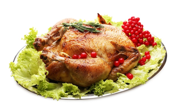 Pollo al horno para la cena festiva.