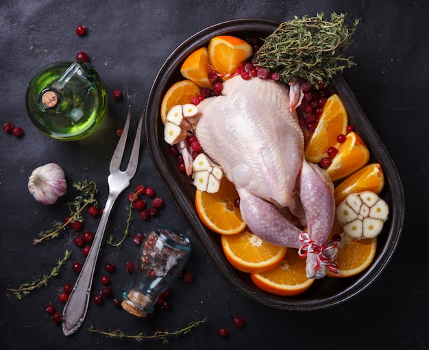 Pollo al horno con naranjas