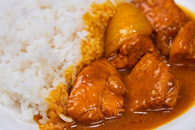 Pollo asado al curry delicioso y picante de la cocina india.