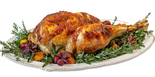 Pollo asado dorado con hierbas
