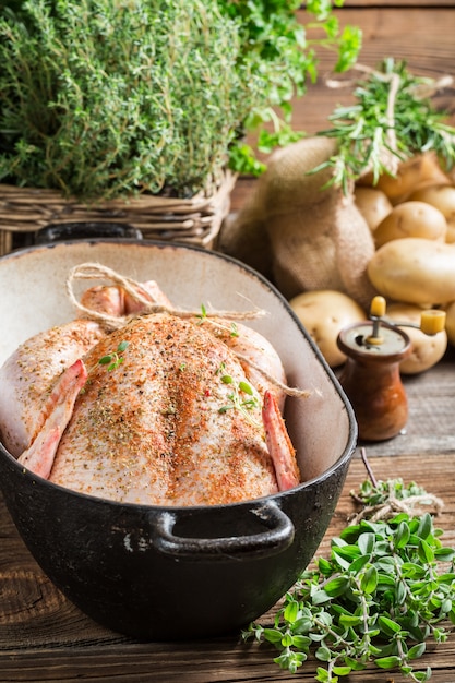 pollo asado en una olla