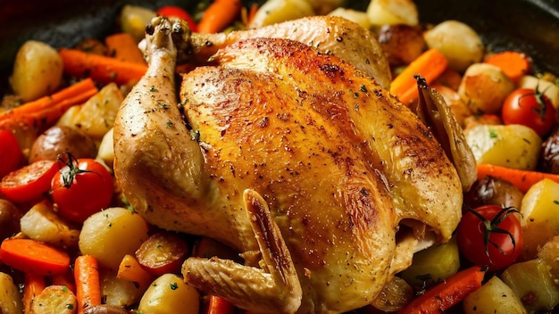 Pollo asado con verduras