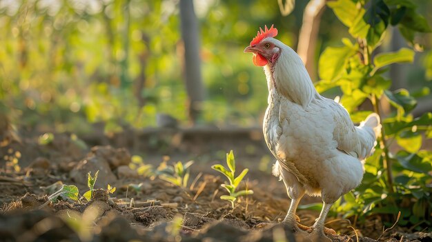 Pollo de carne blanco en la granja avícola