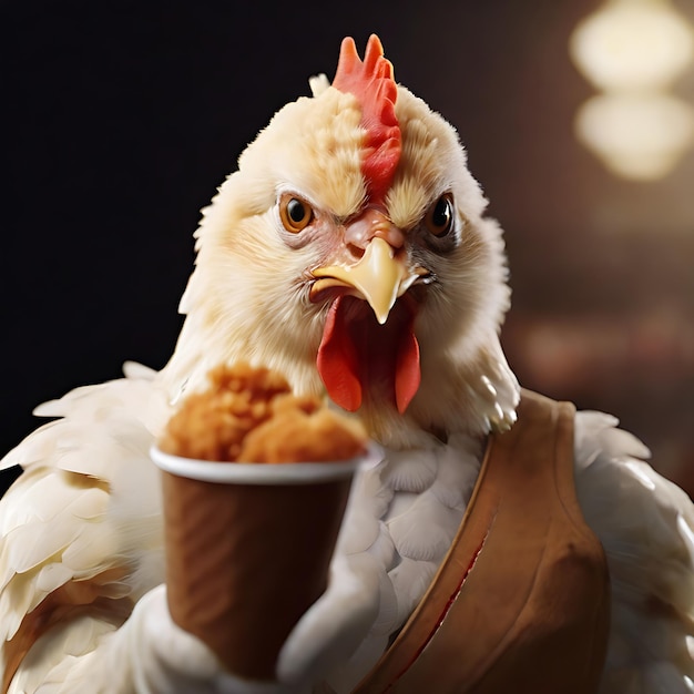 Foto el pollo comiendo kfc