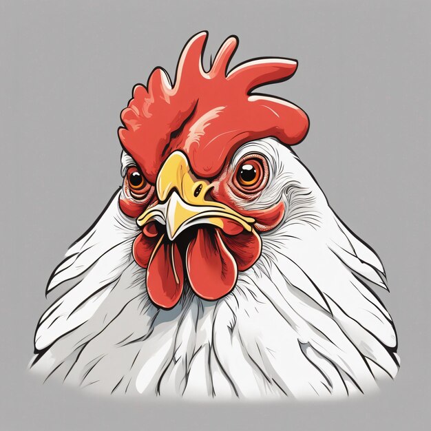 Un pollo de dibujos animados de fondo blanco