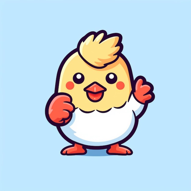 pollo de dibujos animados con un mohawk en la cabeza y una camisa blanca generativa ai