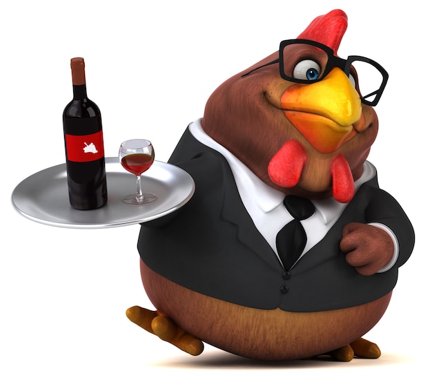 Pollo divertido - Ilustración 3D