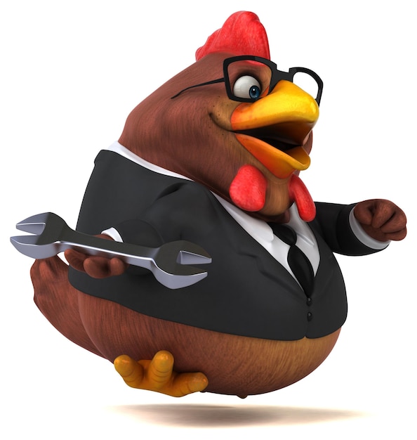 Pollo divertido - Ilustración 3D