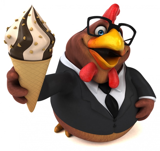 Pollo divertido - Ilustración 3D