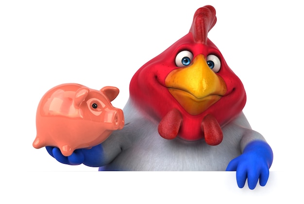 Pollo divertido - Ilustración 3D
