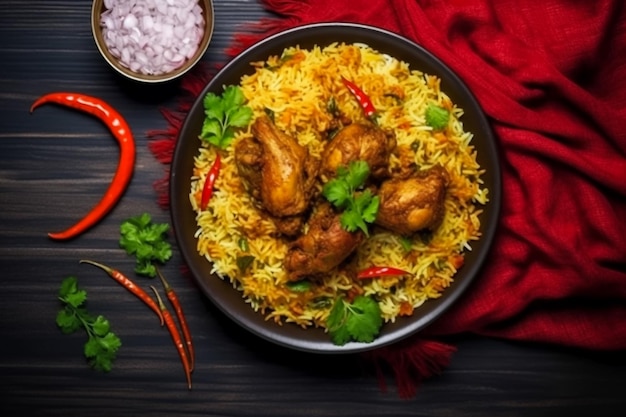 El pollo Dum Handi Biryani se prepara en una olla de barro o arcilla llamada Haandi Popular indio non ve