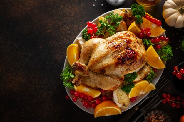 Pollo entero al horno con verduras