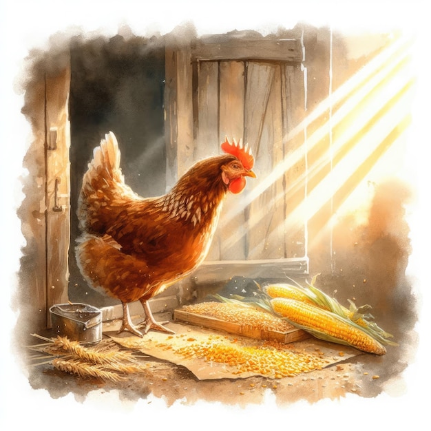 pollo en un fondo de animal de granja