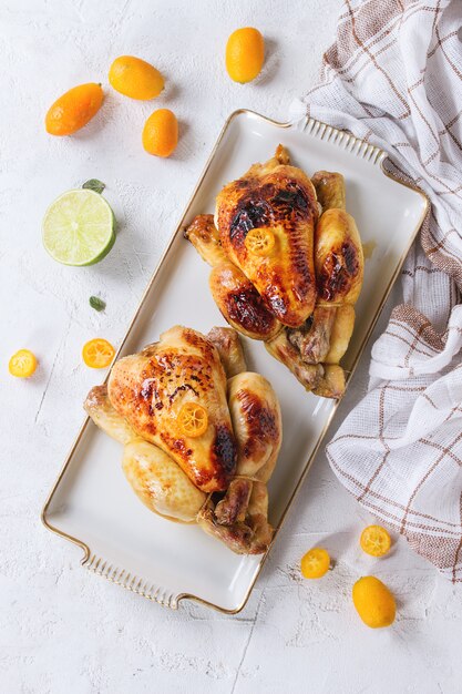 Pollo frito con kumquats