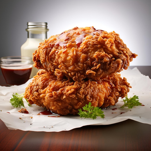 Pollo frito que se ve delicioso llamativo adecuado para menús de restaurantes