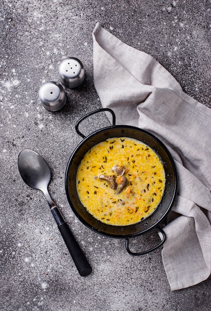 Pollo guisado en crema agria.