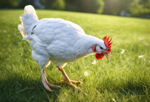 El pollo en la hierba verde