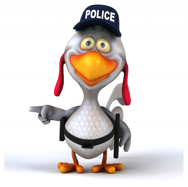 Pollo ilustrado divertido del oficial de policía