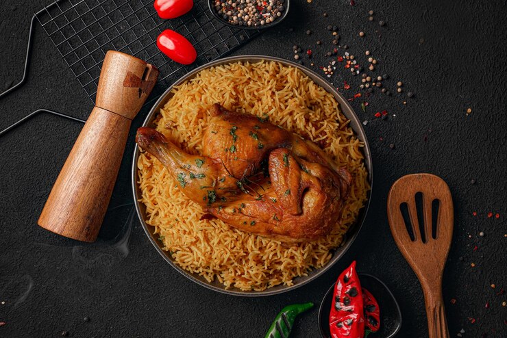 Pollo kabsa arroz árabe casero comida saudí