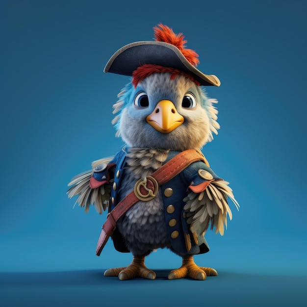 Pollo lindo con ropa de pirata