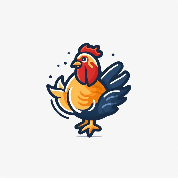 pollo logo vector simple color plano fondo blanco